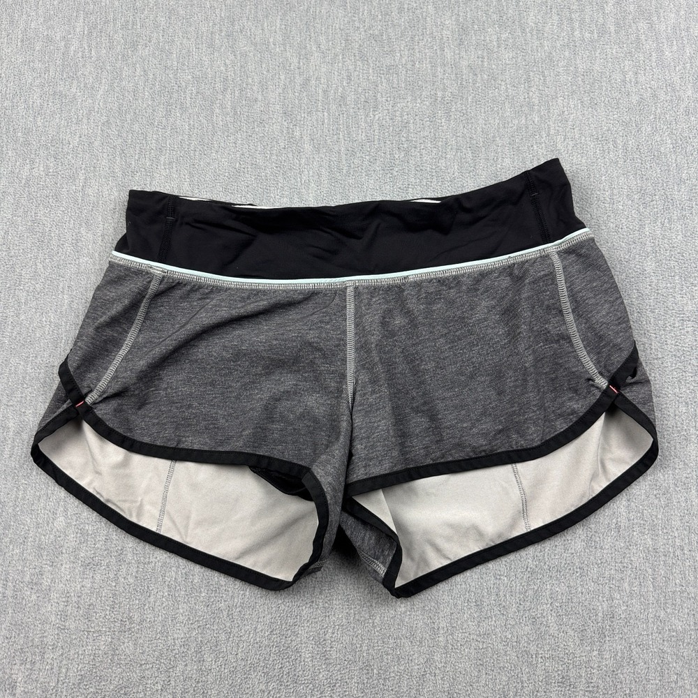 Lululemon Shorts Women 6 Gray Black Run Speed Active Running Training Workout‎